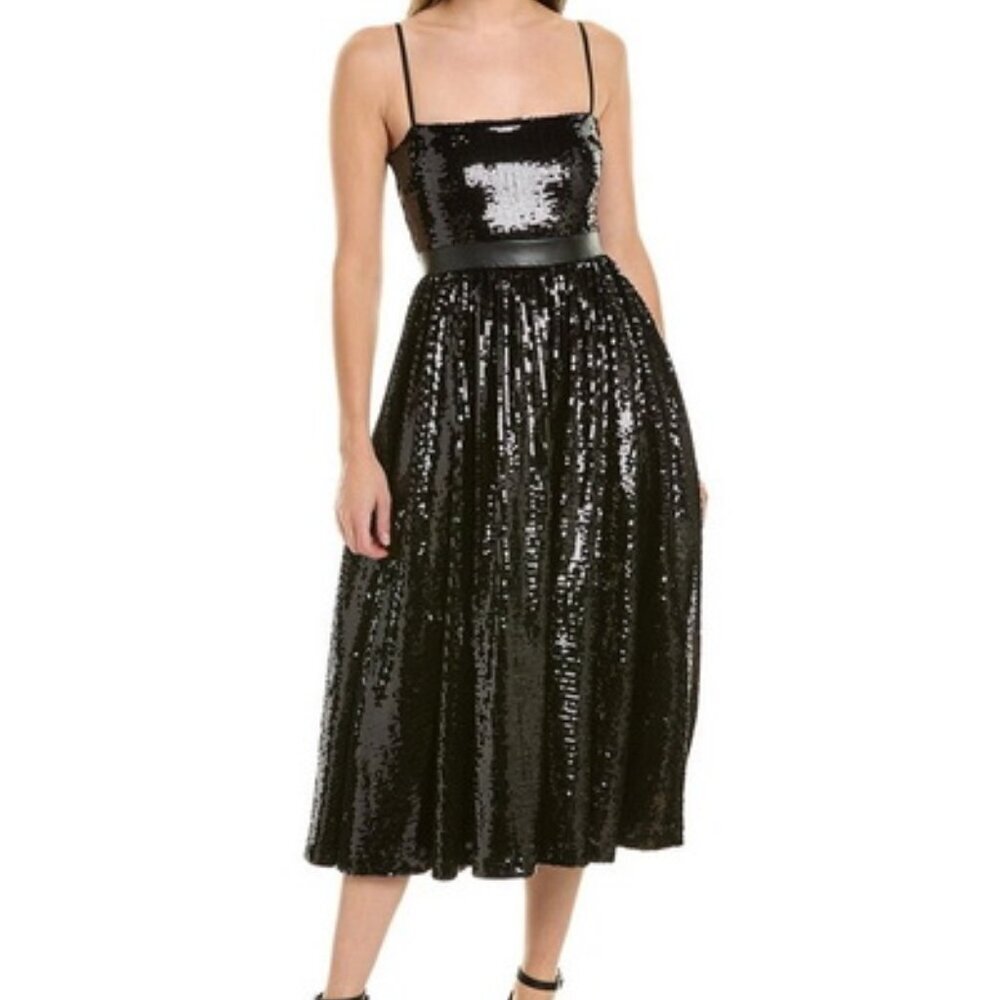Weworewhat Black Sequin Midi Dress